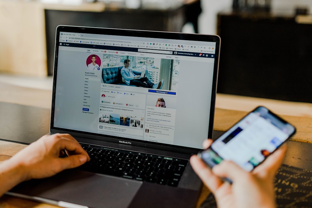 Facebook page for an entrepreneur’s social media on desktop and mobile.